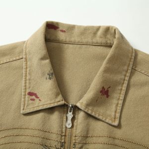 New Real Shot American Retro Street Distressed Graffiti Cargo Jacket – Image 4