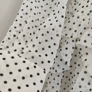 European station French niche polka dot print see-through fungus edge stitching lace-up bow shirt long skirt dress – Image 7