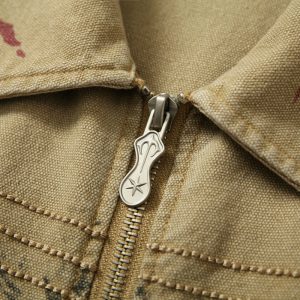 New Real Shot American Retro Street Distressed Graffiti Cargo Jacket – Image 5