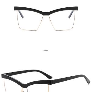 New half-eyebrow anti-blue light fashion flat light glasses cross-border European and American personalized glasses frames trendy glasses frames can be matched with glasses men – Image 5