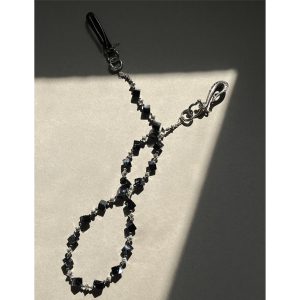 ins personality niche ink smudge acrylic black bead trouser chain American style fashion trend men's and women's versatile decorative chain – Image 4