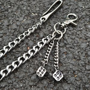 European and American cross-border Cuban trouser chain jeans with a single thick chain jumpy cool punk ring embellished waist chain – Image 3
