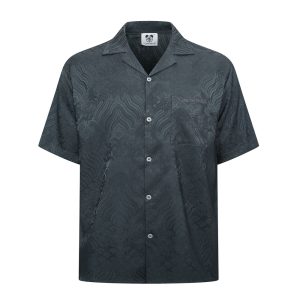 jacquard drape shirt high-quality satin loose embroidery short-sleeved shirt – Image 3