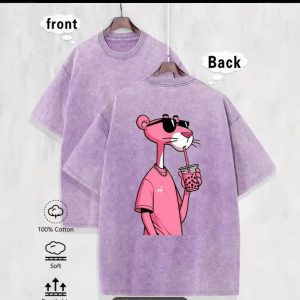 220g washed distressed T-shirt retro trendy brand European and American batik cotton T men's and women's dropped shoulders loose half sleeves – Image 3