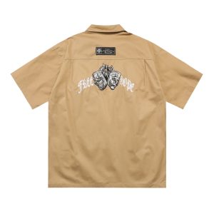 Workwear Pocket Shirt Large Size Loose Small Classic Mask Embroidered Cargo Shirt – Image 3