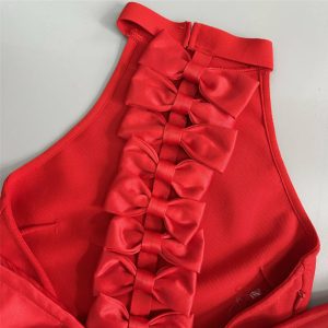 Cross border European and American sexy women's big bow backless bandage skirt party party dress sexy dress – Image 6