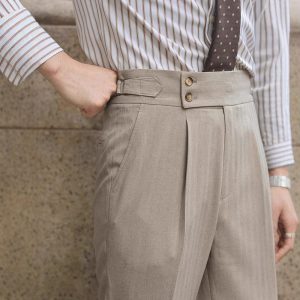 Commuter gentleman's wear versatile spring and autumn personality casual trousers, Italian high-waisted straight trousers, retro trend men – Image 4