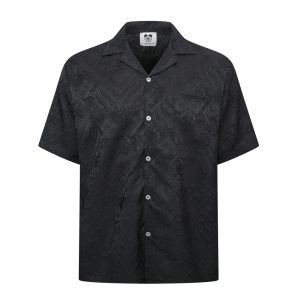 jacquard drape shirt high-quality satin loose embroidery short-sleeved shirt – Image 4