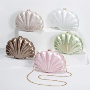 Women's European and American new shoulder crossbody bag special-shaped shell acrylic bag fashion wedding dinner clutch – Image 6