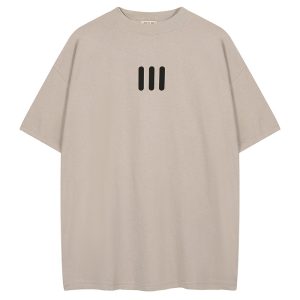 HIGH-EDITION GAL WITH THE SAME ESSENTIALS FOG PRINT SMALL HIGH NECK MULTI-THREAD LOOSE SHORT SLEEVE T-SHIRT – Image 3