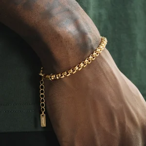 GRGR Thin 24K Gold Snake Bone Bracelet Men's Hip Hop European and American Popular Titanium Steel Gold Square Bead Bracelet Women's Sense of Luxury – Image 3