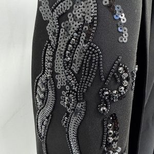 New European and American star temperament fashion heavy industry beaded and diamond shawl collar dress suit skirt – Image 6