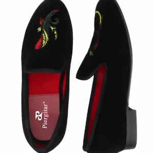 Export European and American style personalized embroidered design men's loafers, black velvet loafers, banquet balls, formal wear perfect match – Image 3