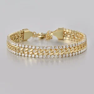 GRGR 14K Gold Tennis Bracelet Men's and Women's Hip Hop European and American Trend Tennis Chain Tennis Not Easy to Fade High Street – Image 4