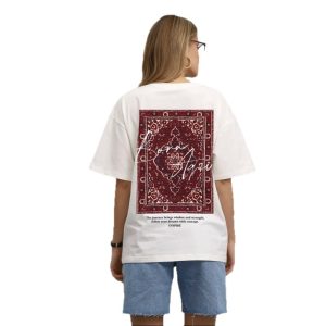 Chic fashion temperament 100% cotton short sleeve T-shirt European and American style retro foreign style oversize versatile top trend – Image 5