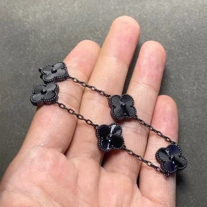 Personality hip hop male five flowers pure black bracelet fortune lucky Yabi wind female black and white bracelet jewelry tide – Image 5