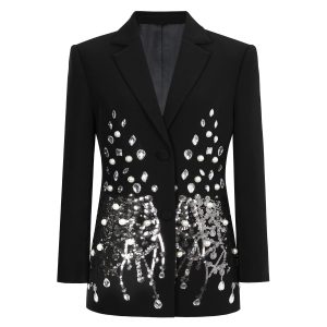 Quality spot 2025 spring and autumn fashion new heavy industry beaded diamond celebrity slimming women's blazer top – Image 5