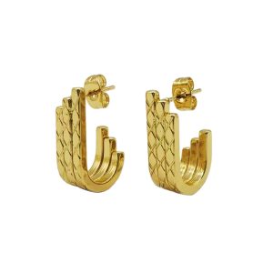European and American cross-border earrings, light luxury high-end ear jewelry, ins titanium steel non-fading splicing U-shaped ear buckles – Image 4