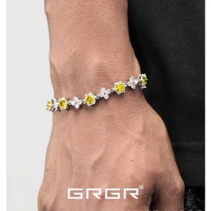 GRGR color tennis chain men's European and American hip-hop versatile olive green snowflake zircon bracelet women's tennis sense of luxury – Image 6