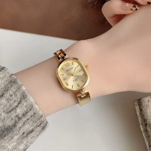Pre-loved luxury watches, women's half bracelet bracelet watches, vintage gold-tone quartz watches, compact and delicate women's watches – Image 4