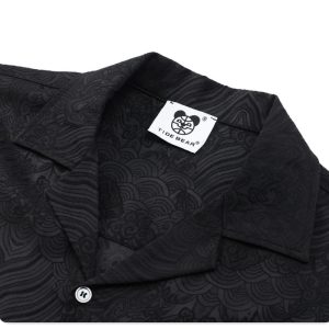 jacquard drape shirt high-quality satin loose embroidery short-sleeved shirt – Image 9