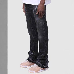 Cross-border new men's denim straight-leg pants European and American street fashion ins hot stretch embroidery denim straight – Image 5