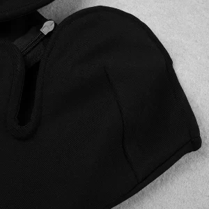 Bandage dress bandeau V-neck sexy long slit slimming black stretch dress banquet evening dress – Image 4
