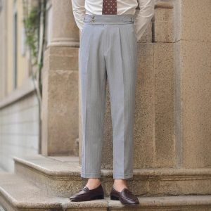 Commuter gentleman's wear versatile spring and autumn personality casual trousers, Italian high-waisted straight trousers, retro trend men – Image 3