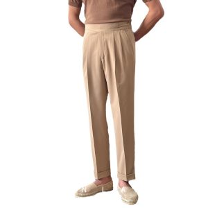 Neapolitan high-waisted men's straight-leg casual trousers Spring and autumn business Paris buckle versatile drape no-iron trousers – Image 5