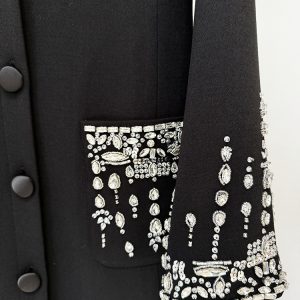 European and American star fashion heavy industry beaded and diamond suit collar dress dress mermaid long skirt – Image 4