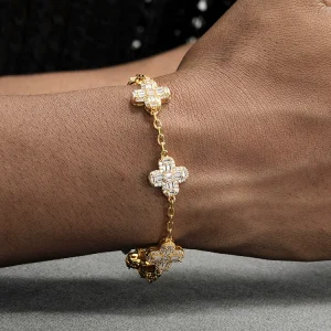 GRGR Gold Cross Bracelet Men's European and American Hip Hop Niche O-Hoop Chain White Gold Stitching Bracelet Women's Sense of Luxury – Image 3