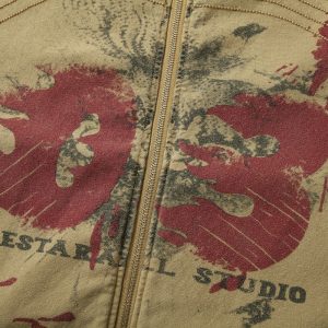 New Real Shot American Retro Street Distressed Graffiti Cargo Jacket – Image 6