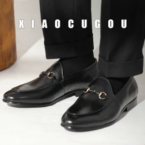 Classic reproduction ~ G penny loafers, horsebit, business casual leather shoes, men's round toe, men's shoes, leather slip-ons – Image 3