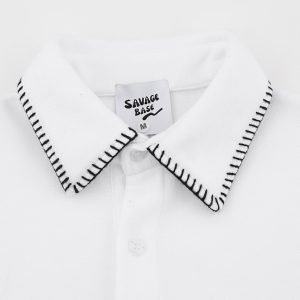 American retro heavy pique cotton short-sleeved POLO shirt summer versatile, loose and simple contrasting color special line half-sleeved men – Image 7