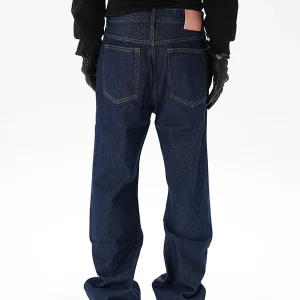 CWHAT American Retro High Street Raw Cow Blue Cow Men's Casual Loose Straight Kenijima Bootcut Jeans – Image 3