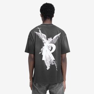 Cross-border fashion brand Represent retro god statue distressed letter short sleeve t-shirt for men and women American high street loose half sleeve – Image 4