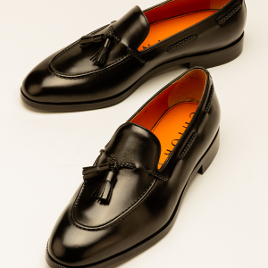 [British classic last] chioryn green run loafers men's handmade leather tassels business slip-on shoes – Image 3