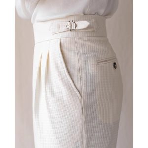 Waffle Paris button high waist trousers men's business gentlemen casual pants Naples no-iron drape suit pants tide – Image 4