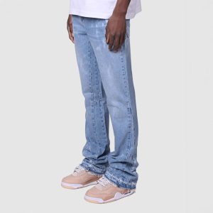Cross-border new men's denim straight-leg pants European and American street fashion ins hot stretch embroidery denim straight – Image 4