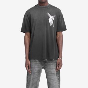 Cross-border fashion brand Represent retro god statue distressed letter short sleeve t-shirt for men and women American high street loose half sleeve – Image 3