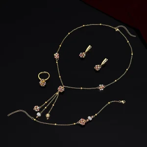 Cross-border handmade European and American brands high-end luxury transfer beads gold beads versatile dinner dress accessories four-piece set – Image 3