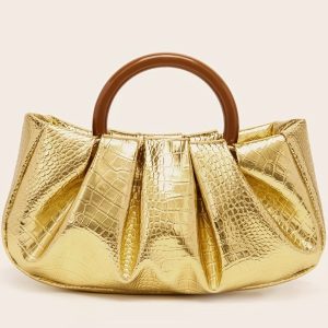 European and American trend pleated clouds 2025 new dinner bag resin large ring handbag fashion temperament women's bag – Image 4
