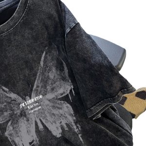 Plus size women's clothing  new summer loose wash old trendy brand short sleeve t-shirt cotton shoulder clothes ins – Image 7