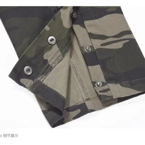 American high street vintage buttoned camouflage cargo jeans men's street loose slit straight micro-flared pants – Image 7
