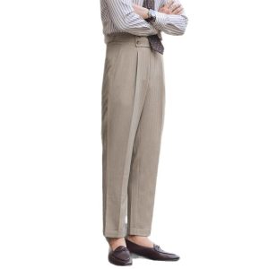 Commuter gentleman's wear versatile spring and autumn personality casual trousers, Italian high-waisted straight trousers, retro trend men – Image 5
