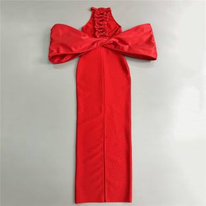 Cross border European and American sexy women's big bow backless bandage skirt party party dress sexy dress – Image 5