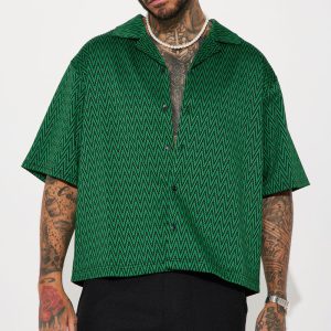 2025 Amazon Europe and America Printed Short Sleeve Shirt Men's Summer New Casual Loose Top Shirt – Image 3