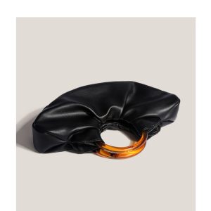 Niche croissant bag net celebrity same acrylic ring handbag bag bag women's pleated cloud bag hand holding dumpling bag – Image 4