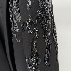 New European and American star temperament fashion heavy industry beaded and diamond shawl collar dress suit skirt – Image 4