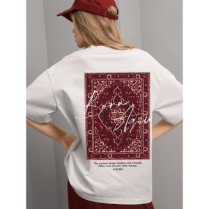 Chic fashion temperament 100% cotton short sleeve T-shirt European and American style retro foreign style oversize versatile top trend – Image 3
